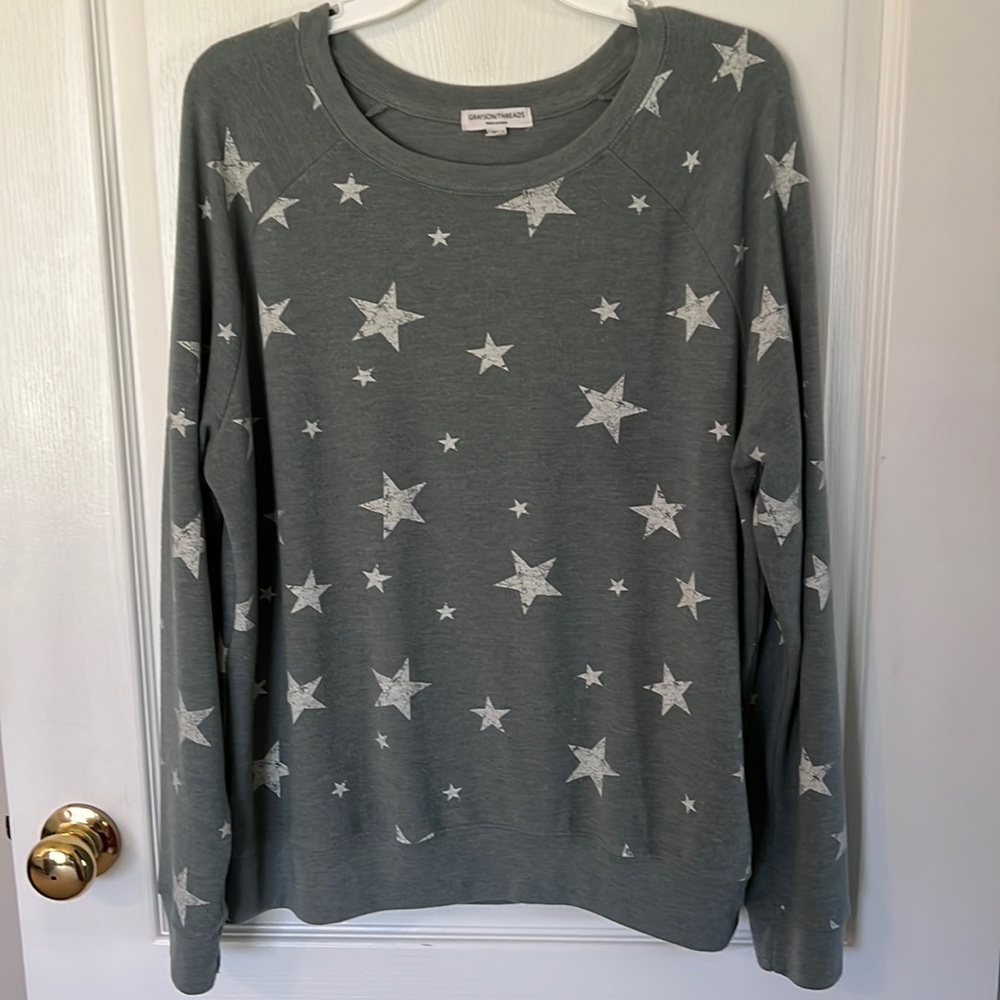Grayson Threads Green Sweater with stars